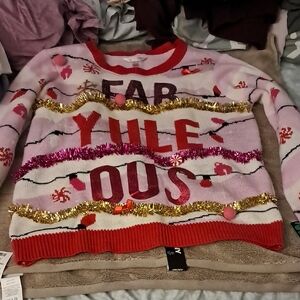 No Boundaries Red and Lavender Sweater